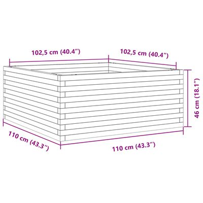 vidaXL Vrtna sadilica 110x110x46 cm od masivne borovine