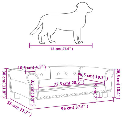 vidaXL Krevet za pse sivo 95 x 55 x 30 cm od umjetne kože