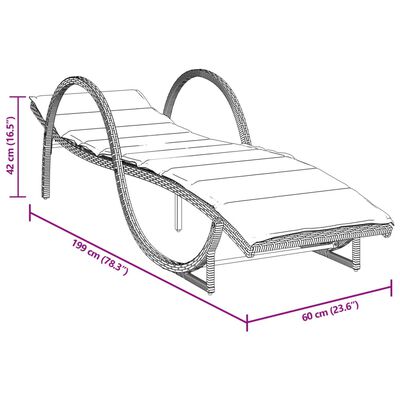 vidaXL Ležaljka za sunčanje s jastukom bež 60x199x42 cm poliratan