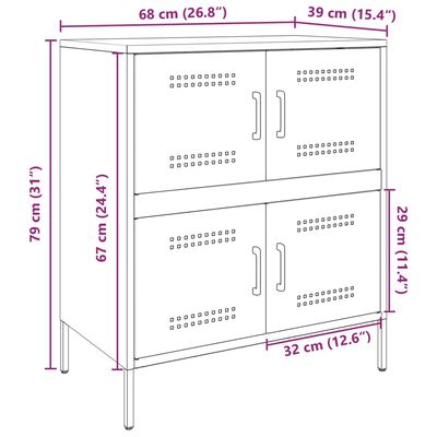 vidaXL Komoda ružičasti 68 x 39 x 79 cm čelična