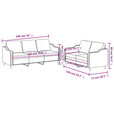 vidaXL 2-dijelni set sofa s jastucima smeđesivi od tkanine