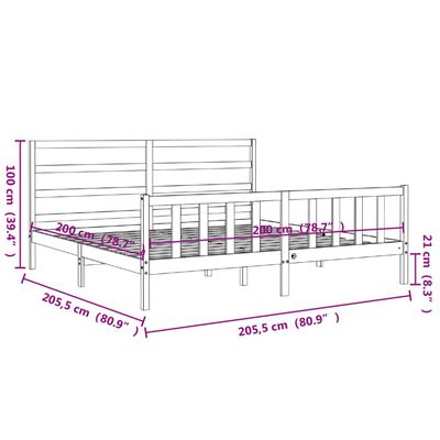 vidaXL Okvir kreveta s uzglavljem boja meda 200x200cm od masivnog drva