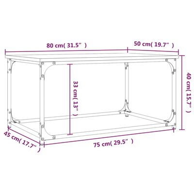 vidaXL Stolić za kavu smeđa boja hrasta 80x50x40 cm od drva i željeza