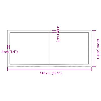 vidaXL Stolna ploča 140x60x(2-4) cm od netretirane masivne hrastovine