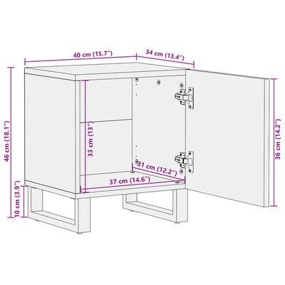 vidaXL Noćni ormarići 2 kom 40 x 34 x 46 cm od masivnog drva manga