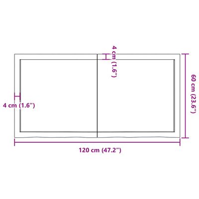 vidaXL Zidna polica svjetlosmeđa 120x60x(2-6) cm obrađena hrastovina