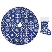 vidaXL Luksuzna podloga za božićno drvce s čarapom plava 150cm tkanina