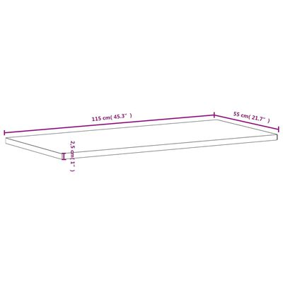 vidaXL Ploča za radni stol 115 x 55 x 2,5 cm od masivne bukovine