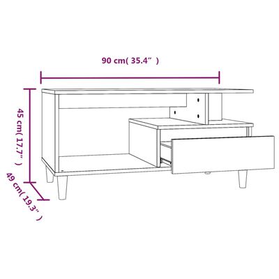 vidaXL Stolić za kavu smeđi hrast 90x49x45 cm konstruirano drvo