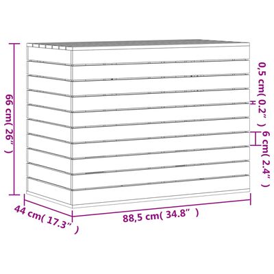 vidaXL Košara za rublje bijela 88,5x44x66 cm od masivne borovine