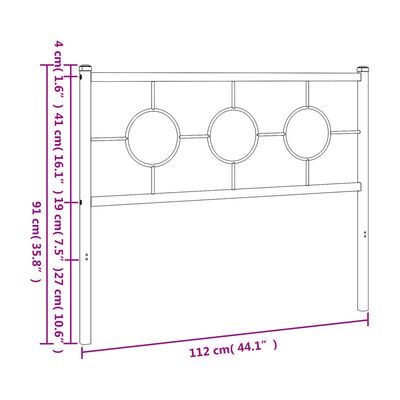 vidaXL Metalno uzglavlje crno 107 cm