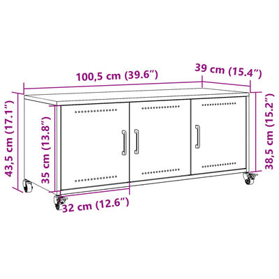 vidaXL TV ormarić maslinastozeleni 100,5 x 39 x 43,5 cm čelični