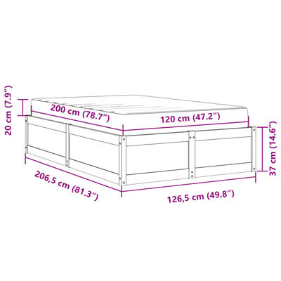 vidaXL Krevet s madracem bijeli 120x200 cm od masivne borovine