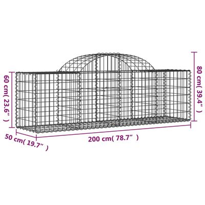 vidaXL Lučne gabionske košare 10 kom 200x50x60/80 cm pocinčano željezo