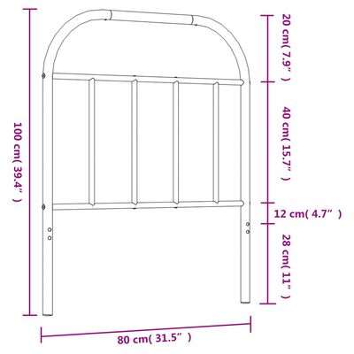 vidaXL Metalno uzglavlje crno 75 cm