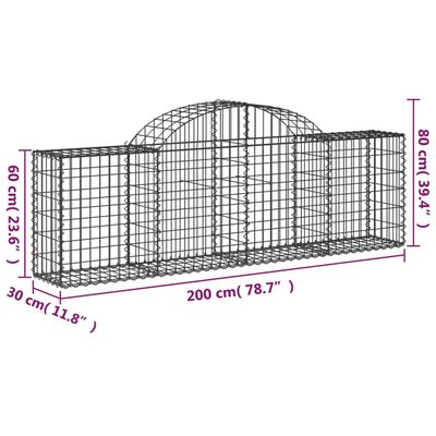 vidaXL Lučne gabionske košare 13 kom 200x30x60/80 cm pocinčano željez