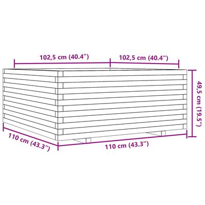 vidaXL Vrtna sadilica 110x110x49,5 cm od impregnirane borovine