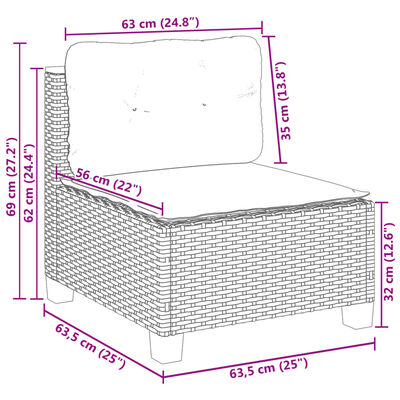 vidaXL 9-dijelni set vrtnih sofa od poliratana s jastucima sivi