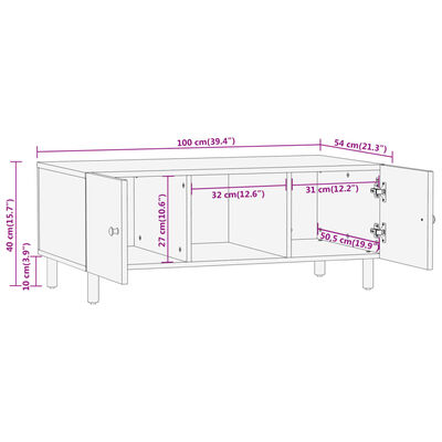 vidaXL Stolić za kavu 100 x 54 x 40 cm od masivnog bagremovog drva