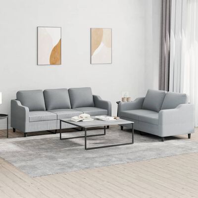 vidaXL 2-dijelni set sofa s jastucima svjetlosivi od tkanine