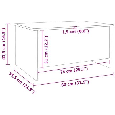 vidaXL Stolić za kavu boja betona 80x55,5x41,5 cm konstruirano drvo