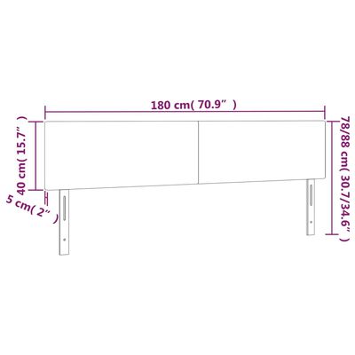 vidaXL LED uzglavlje svjetlosivo 180x5x78/88 cm baršunasto