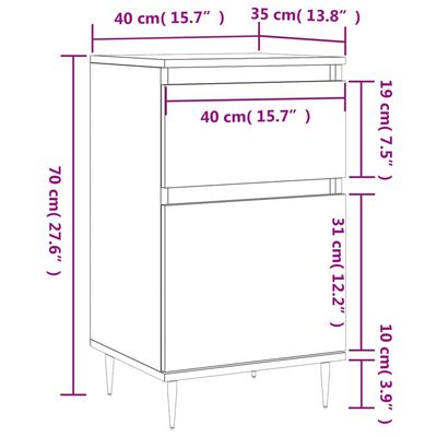 vidaXL Komoda siva boja betona 40 x 35 x 70 cm od konstruiranog drva