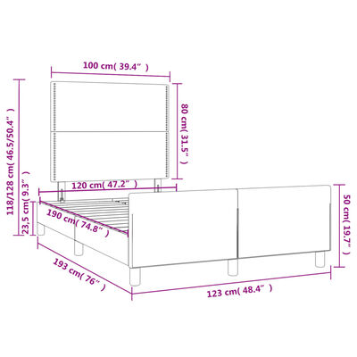 vidaXL Okvir za krevet s uzglavljem plavi 120x190 cm od tkanine