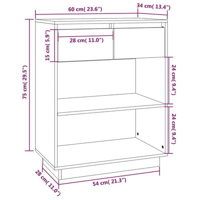 vidaXL Konzolni ormarić 60 x 34 x 75 cm od masivne borovine