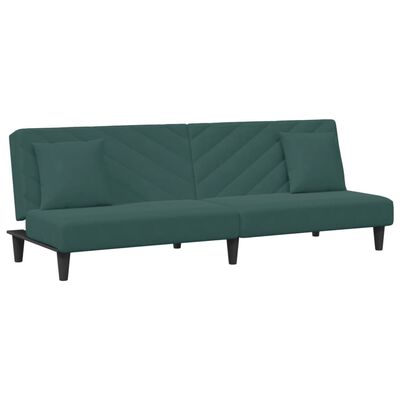 vidaXL 2-dijelni set sofa s jastucima tamnozeleni baršunasti