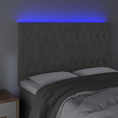 vidaXL LED uzglavlje svjetlosivo 160x7x118/128 cm baršunasto