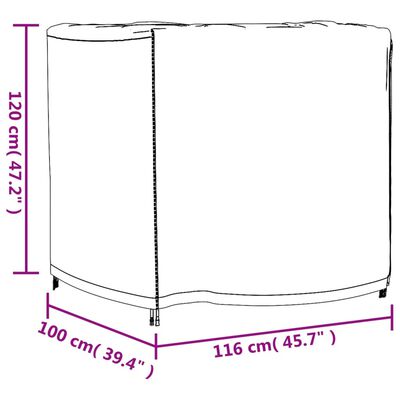 vidaXL Navlaka za vrtni namještaj crna 116x100x120 cm vodootporna 420D