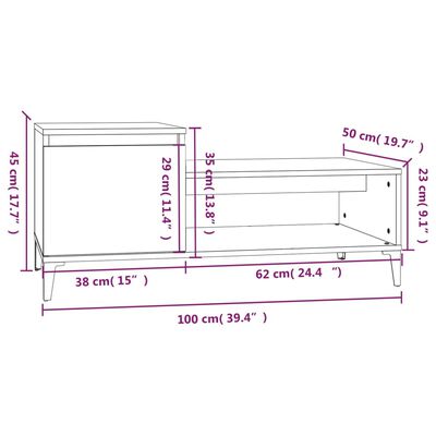 vidaXL Stolić za kavu boja hrasta 100 x 50 x 45 cm konstruirano drvo