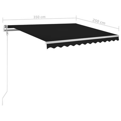 vidaXL Tenda na ručno uvlačenje sa stupovima 3,5 x 2,5 m antracit