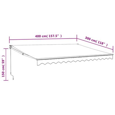 vidaXL Tenda na uvlačenje krem 4 x 3 m od tkanine i aluminija