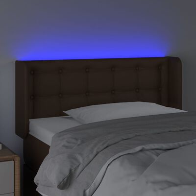 vidaXL LED uzglavlje smeđe 93x16x78/88 cm od umjetne kože