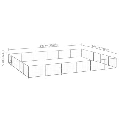 vidaXL Kavez za pse srebrni 30 m² čelični