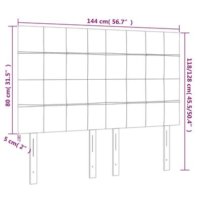 vidaXL LED uzglavlje tamnozeleno 144x5x118/128 cm baršunasto