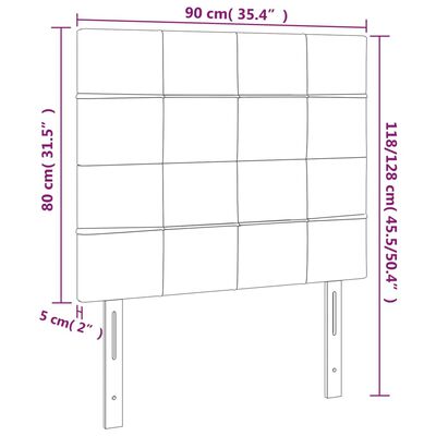 vidaXL LED uzglavlje svjetlosivo 90x5x118/128 cm baršunasto