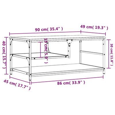 vidaXL Stolić za kavu crni 90 x 49 x 40 cm od konstruiranog drva