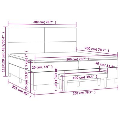 vidaXL Krevet s oprugama i madracem sivi 200x200 cm od umjetne kože