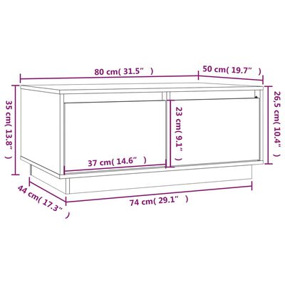 vidaXL Stolić za kavu boja meda 80 x 50 x 35 cm od masivne borovine