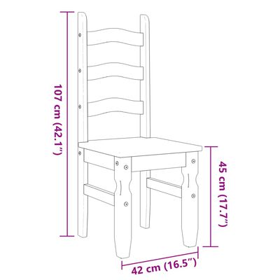 vidaXL Blagovaonske stolice Corona 2 kom 42x47x107 cm masivna borovina