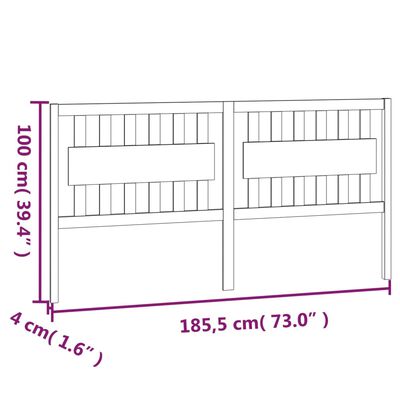 vidaXL Uzglavlje za krevet bijelo 185,5x4x100 cm od masivne borovine