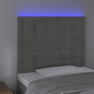 vidaXL LED uzglavlje svjetlosivo 100x5x118/128 cm baršunasto