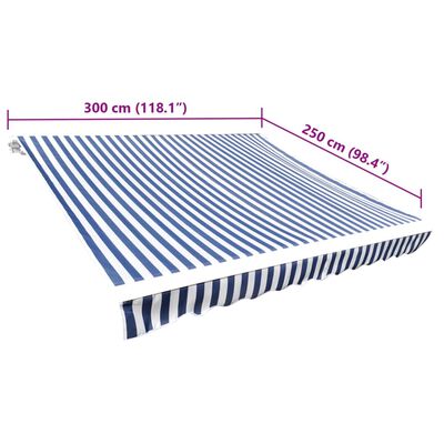 vidaXL Platno za tendu plavo-bijelo 3 x 2,5 m (okvir nije uključen )