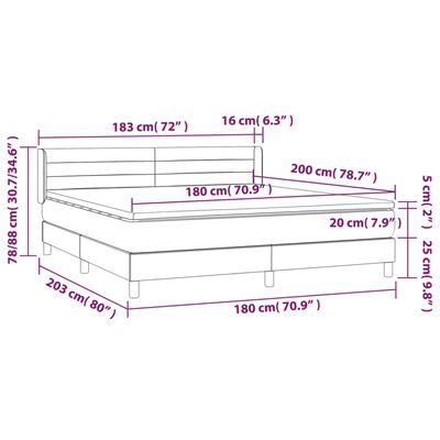 vidaXL Okvir kreveta s oprugama i madrac svjetlosivi 180x200cm tkanina