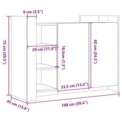 vidaXL Komoda boja hrasta sonome 100 x 35 x 75 cm konstruirano drvo