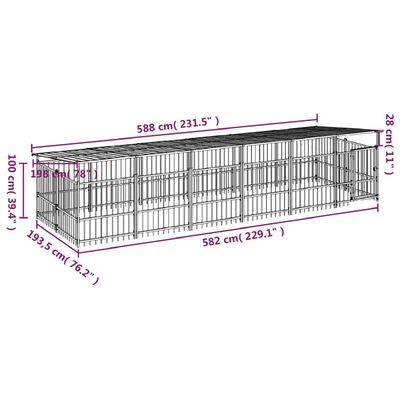 vidaXL Vanjski kavez za pse s krovom čelični 11,26 m²