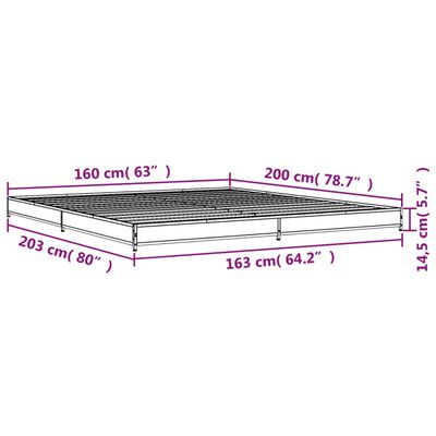 vidaXL Okvir kreveta boja hrasta 160x200 cm konstruirano drvo i metal